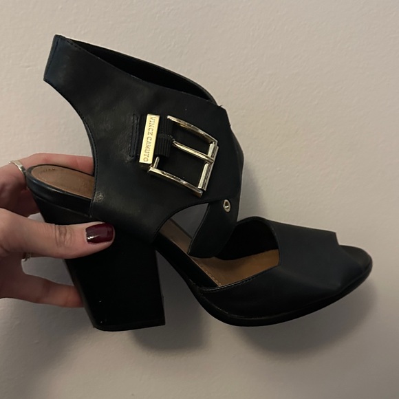 Vince Camuto Block Heel Leather Sandals - Picture 1 of 3